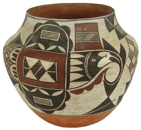 Vintage Pottery : Classic Shaped Thin Walled Vintage Acoma Polychrome Pottery Jar #291