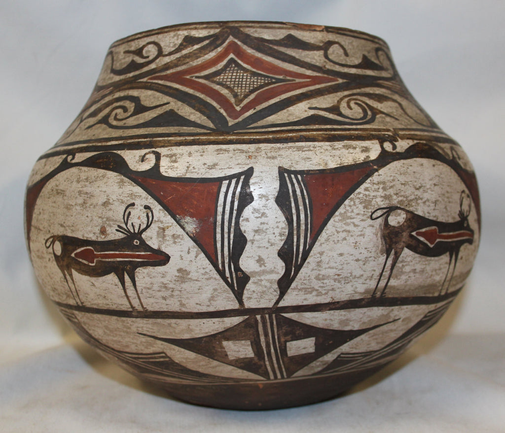 Zuni : Very Nice 1890's Zuni Storage Polychrome Jar #320