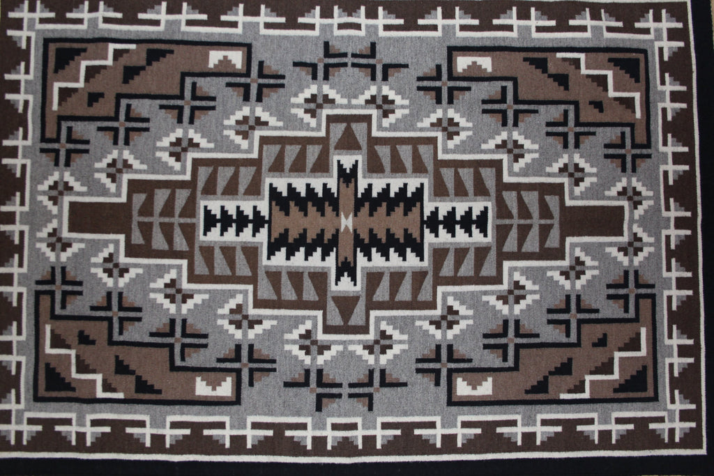 Navajo : Very Fine Navajo Traditional Two Gray Hills Weaving by Mary Henderson #323