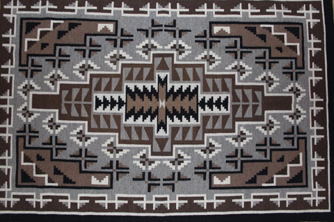 Navajo : Very Fine Navajo Traditional Two Gray Hills Weaving by Mary Henderson #323  SOLD