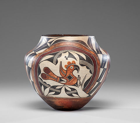 Native American Historic Acoma Poly chrome Pottery Olla #387