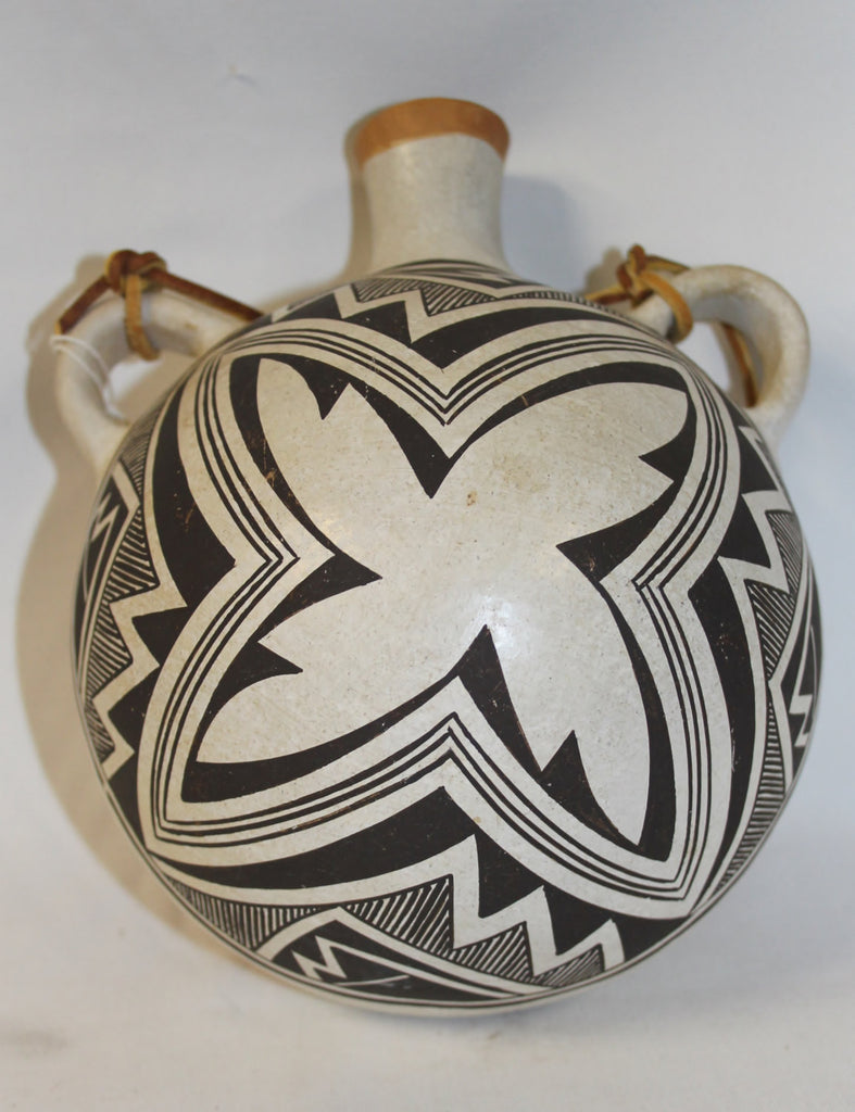 Hopi Pottery : Native American Hopi Fine Mimbres Style Motif Canteen by Lucy Lewis 388 a.