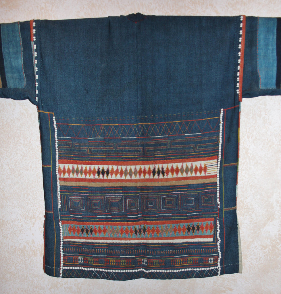 Embroidered Blouse : Extremely Fine Akha Hand Embroidered Ladies Blouse From Northern Thailand. #424