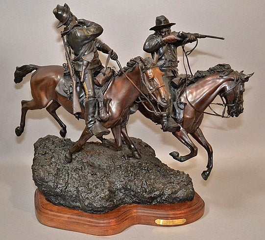 Western Art : Spectacular Western Bronze Sculpture Entitiled "Crossfire" by James P. Regimbal 26/35 #438