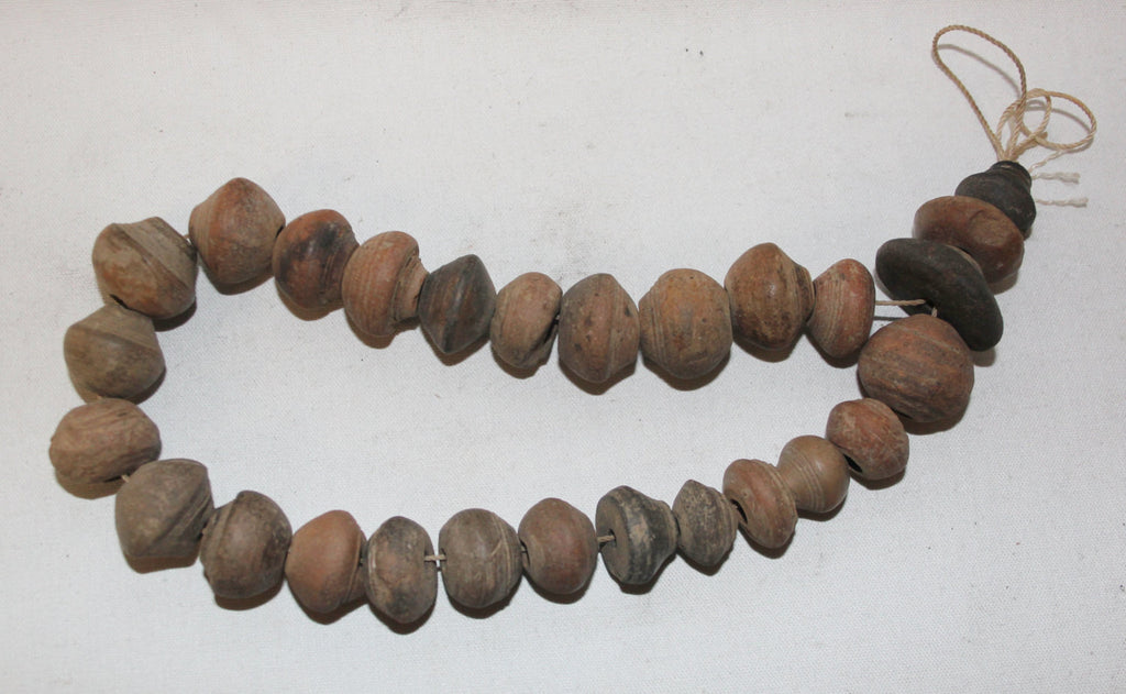 Rare Beads : Historic String of Clay Beads From Bagan, Myanmar #447