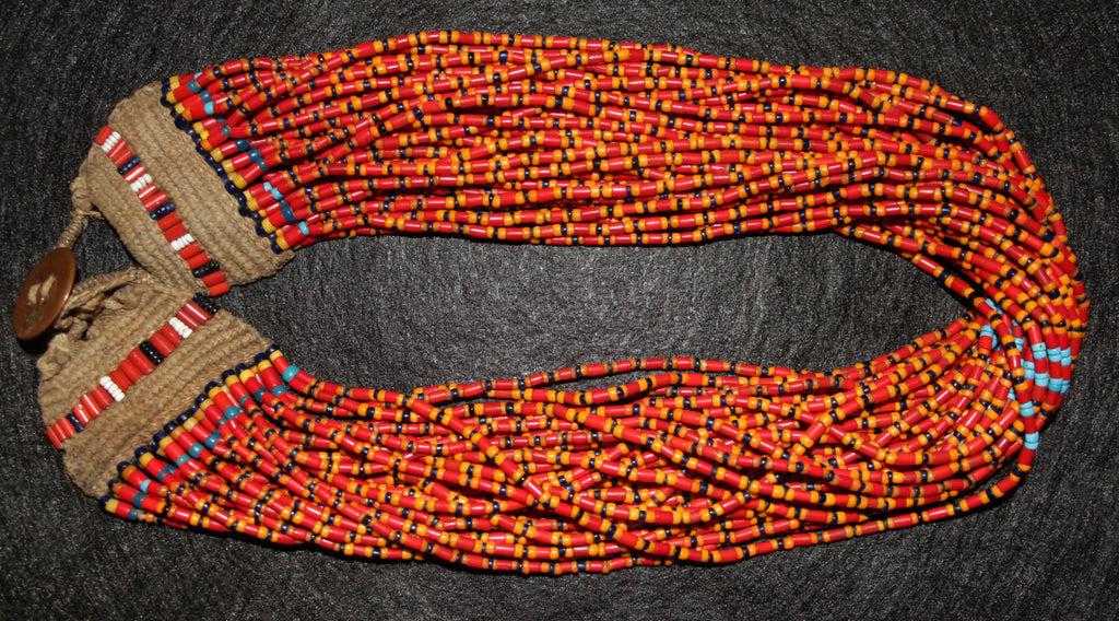 Beaded Necklace : Authenic Vintage Konyak Multicolor Royal Beaded Necklace, from Nagaland, NE India #487