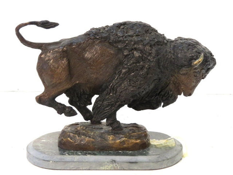 Buffalo Sculpture : Limited Edition Wally Shoop Bronze Sculpture, titled "Rampage" one of 50 #527 Sold