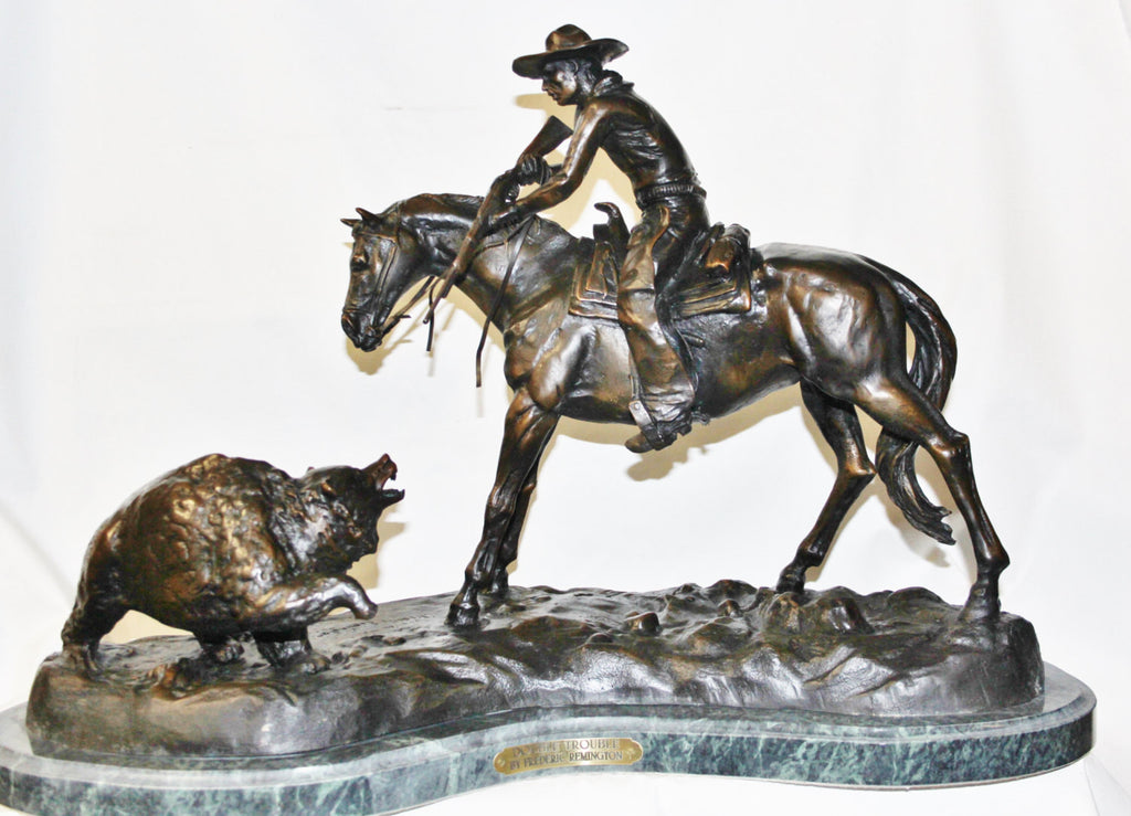 Bronze Sculpture : Inspired By Frederic Remington, "Double Trouble" Bronze Sculpture #509