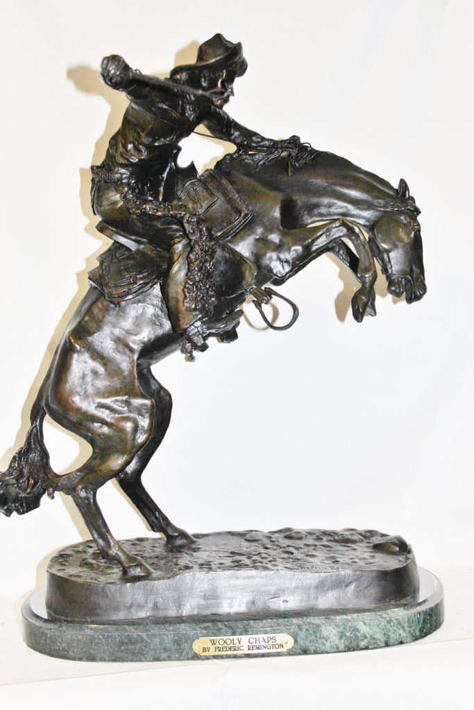 Western Sculpture : After Frederic Remington, "Wooly Chaps" Bronze Sculpture #508