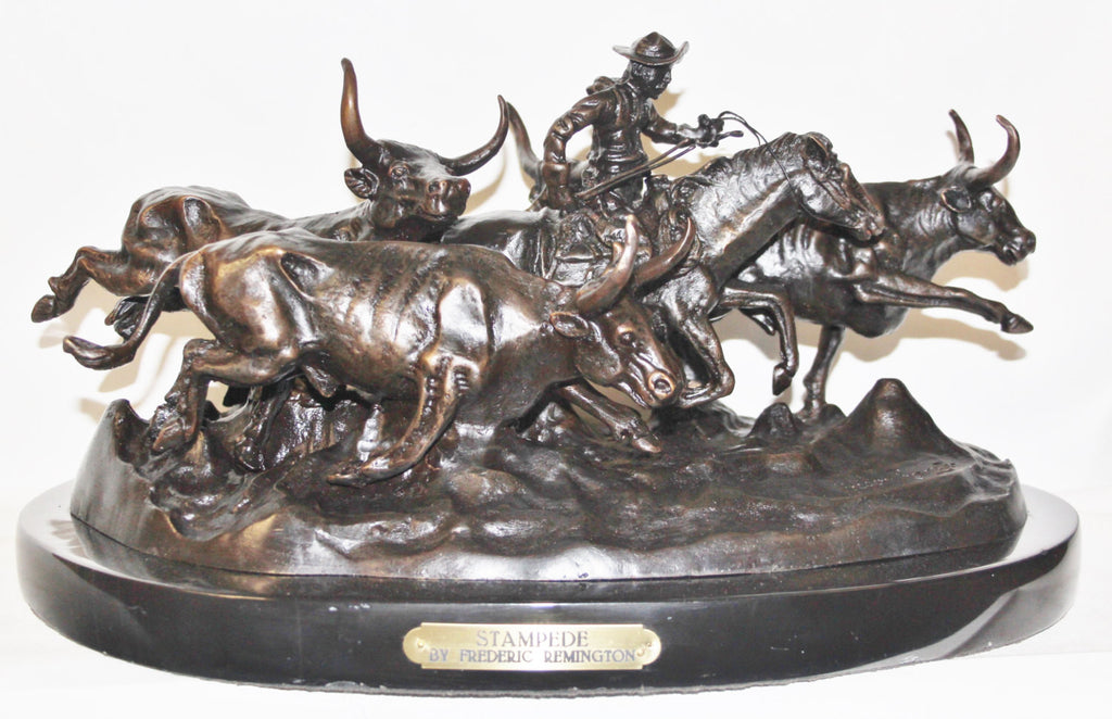 Horse Sculpture : After Frederic Remington, "Stampede" Bronze Sculpture #511