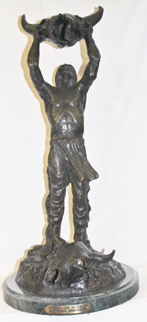 Bronze Sculpture : After Frederic Remington, Calling the Buffalo, Bronze Sculpture #516