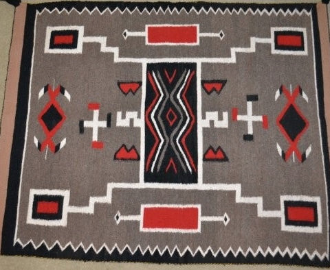Native Rug : Native American Vintage Navajo Storm Pattern Rug, Ca, 1970's #535