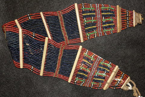 Beaded Belt : Authentic Konyak Naga Woman's Cobalt and Brown Bead Belt #610