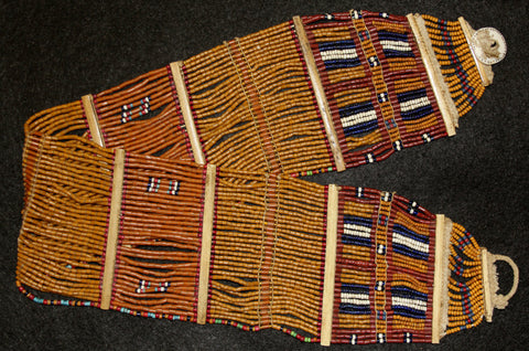 Beaded Belt : Authenic Konyak Naga Woman's Cylindrical Two Tone Glass Beaded Belt #612