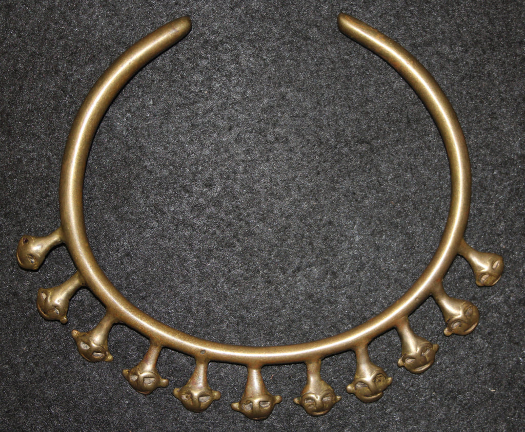 Tribal Pendant : Authentic Konyak Naga Warrior‰۪s 11 Head Brass Trophy Pendant/Torque #620