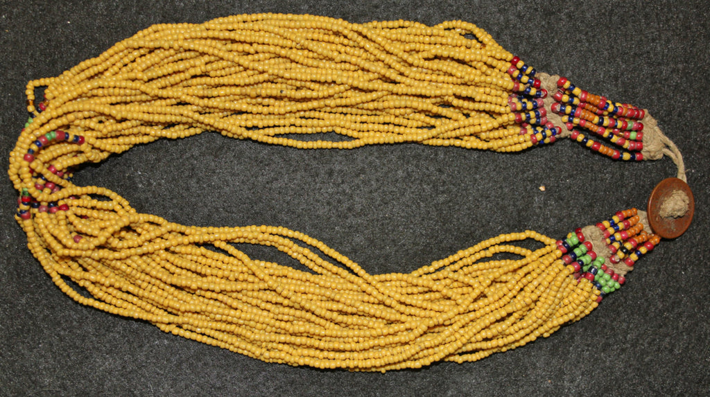 Royal Jewelry : Authentic Naga Extra Long Full Mustard Belt Glass Bead ‰ÛÏRoyal‰۝ Necklace #639