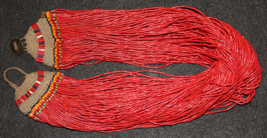 Bead Necklace : Authentic Naga Large, Full Fine Thick Red Seed Bead Necklace #633