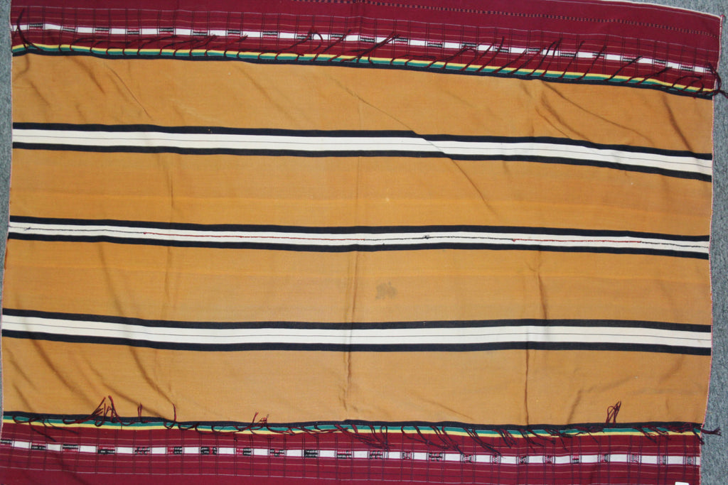 Tribal : Authentic Zemi Naga Tribe Man‰۪s Dark Mustard Body Cloth with Double Sided Weave #654