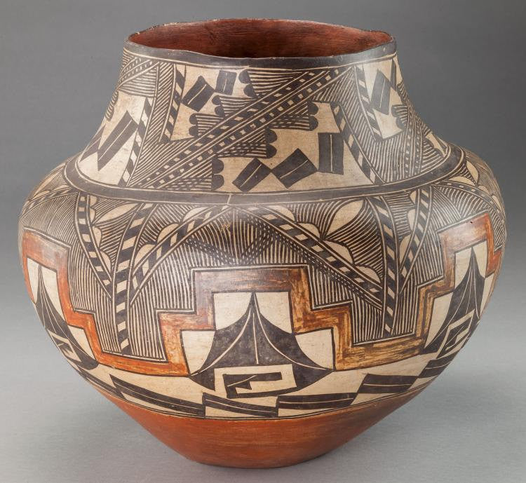 Native Pottery Jar :  Extraordinary Native American Acoma Polychrome Jar, Ca 1890 #521