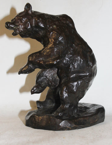 Bear Sculpture : Charles Marion Russell Bronze Sculpture of a Grizzly Bear #532 Sold