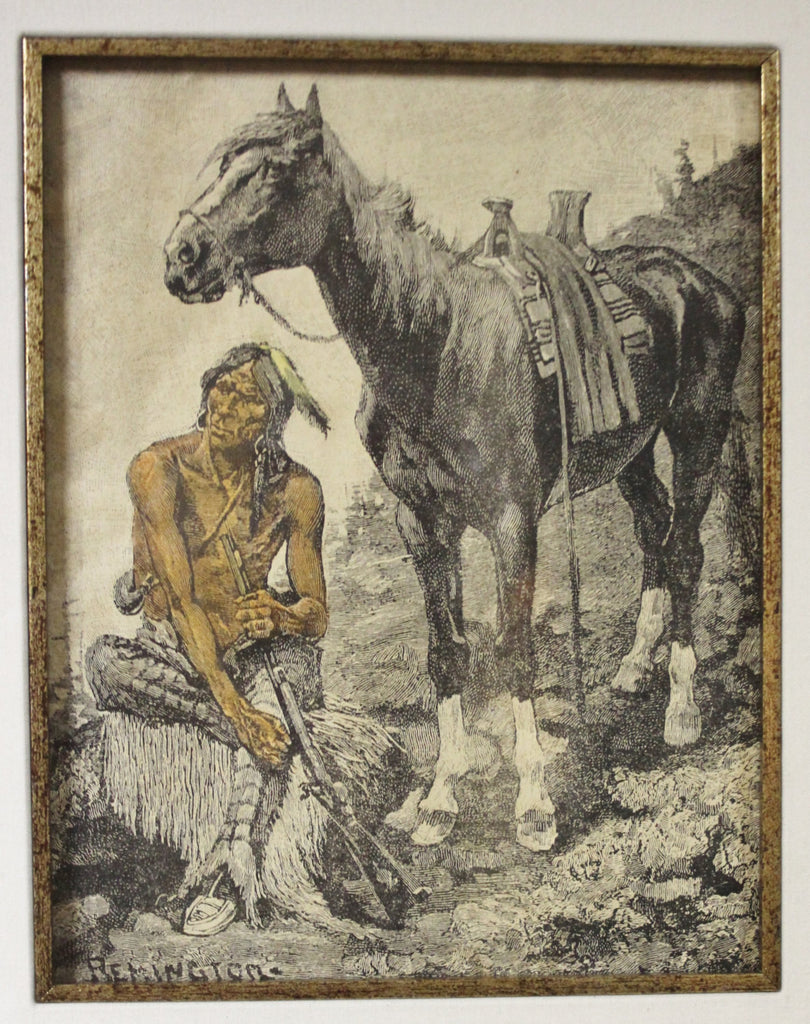 Lithograph : Fredric Remington Lithograph, American Heritage Gallery, St Petersburg Collection, Hand Colored Lithograph, Remington