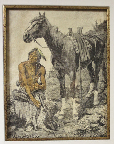 Lithograph : Fredric Remington Lithograph, American Heritage Gallery, St Petersburg Collection, Hand Colored Lithograph, Remington, #669 sold