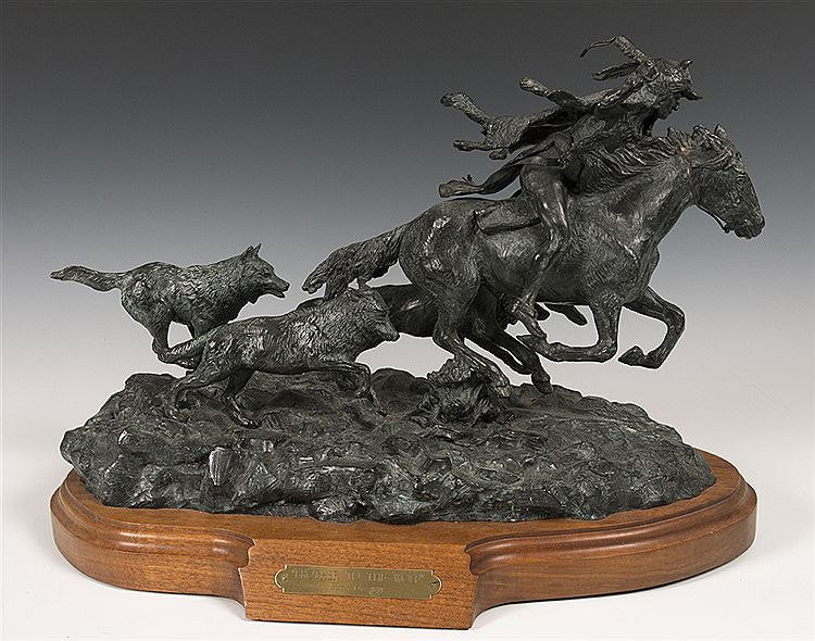 Fine Art :Rare, Original, Ron Stewart, Bronze Sculpture, "Brother to the Wolf",3 of 45, Limited Edition, Excellent Patina