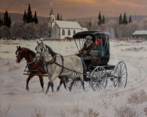 Ron Stewart  Leaning Tree Christmas Card, "A Buggy Ride Home",#169