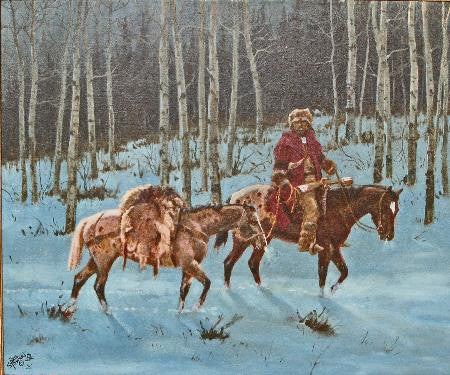 Horse Painting : Ron Stewart Oil Painting, Original Oil, "Through The Silence" Signed Ron Stewart, Ron Stewart Western Art, Ron Stewart Art