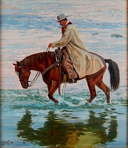 Horse Painting : Ron Stewart Oil Painting, Original Ron Stewart Oil, "Tranquility" Signed Ron Stewart, Ron Stewart Western Art, Ron Stewart