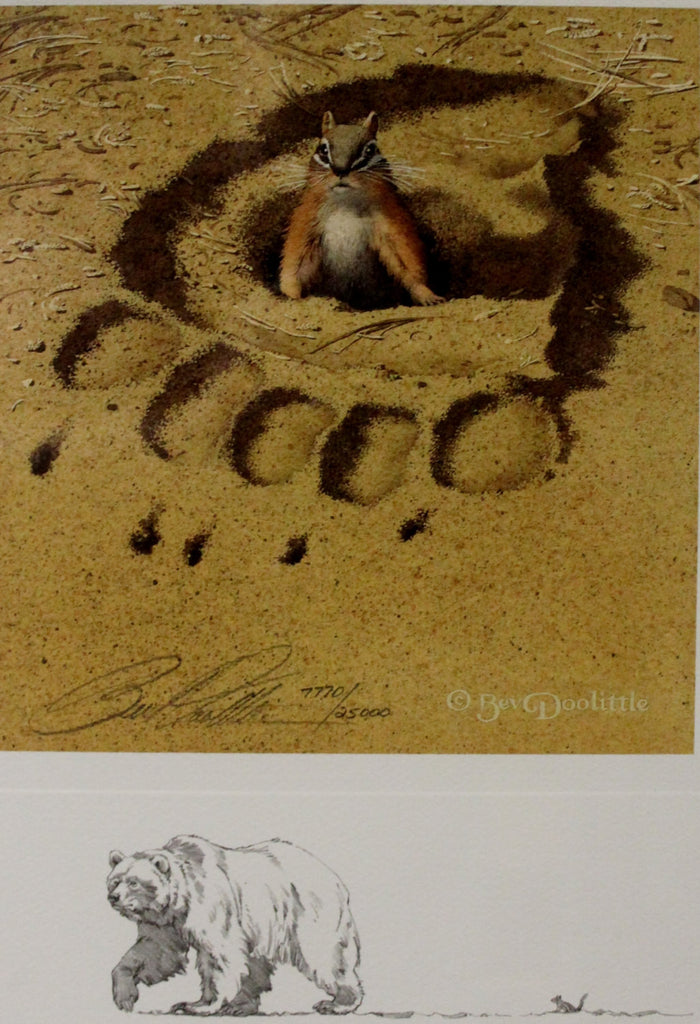 Bear Art : Bev Doolittle, Bear and Chipmunk, "No Respect", 7770/25000, Signed, Commemorative Piece, Grizzly Bear and Chipmunk,#171