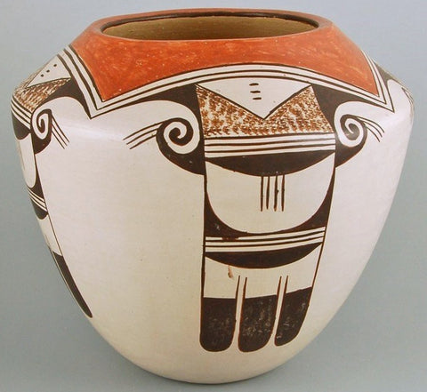 Hopi Pottery, Native American Pottery by Helen Naha, Feather Woman, Eagle Tail Pattern-#679 SOLD