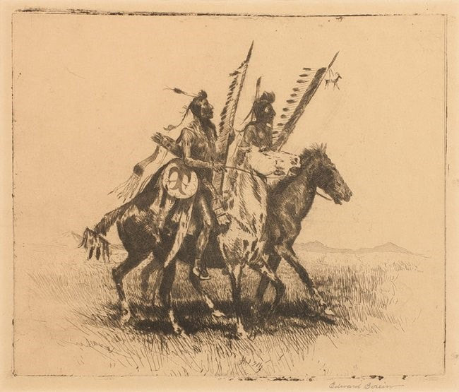 Art : Edward Borein, Cowboy Artist, Western Artist, "Going to the Dance", #335