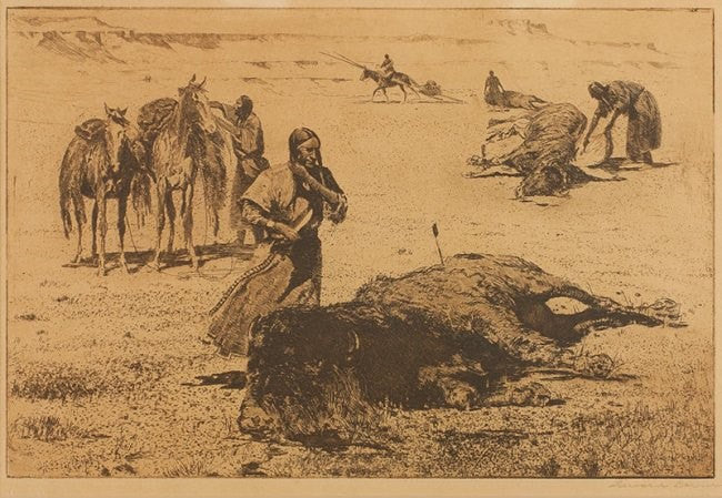 Western Art : Edward Borein, Cowboy Artist, "After the Buffalo Hunt", Western Artist, #336