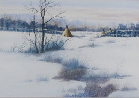 Glenn Scott Kuhnly, "Winter Encampment", Water Color, #697