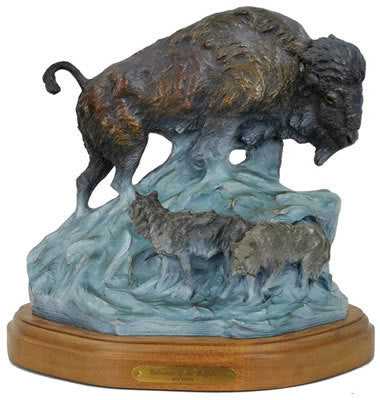 Bronze Sculpture: Kenneth Payne, "Wintertime of the Buffalo", 43/45, Created 1990, # 718