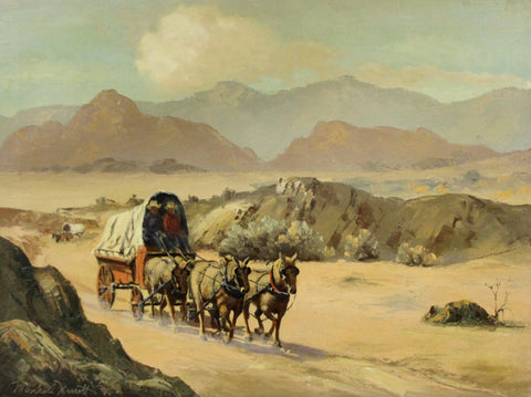 Marshall Merritt: Western Artist, "Death Valley Trek, CA 1960's, Oil Painting, #690