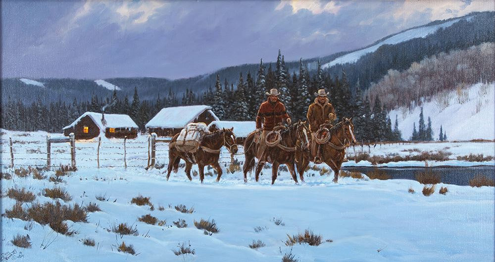 Western Artist: Ron Stewart, ‰ÛÏBreaking Light‰۝, Oil Painting on Canvas, Signed Lower Left Hand Corner, #744