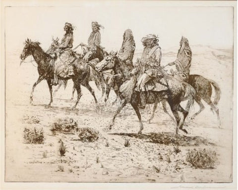 Western Art: Fine Art Etching, Edward Borein (1872-1945) Etching, "Navajo's #756-Sold
