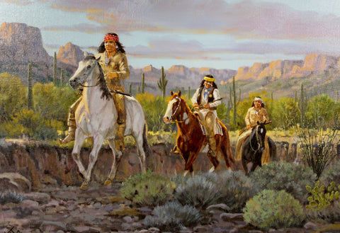 Western Artist, Ron Stewart Oil Painting, "Evening Trouble", #735