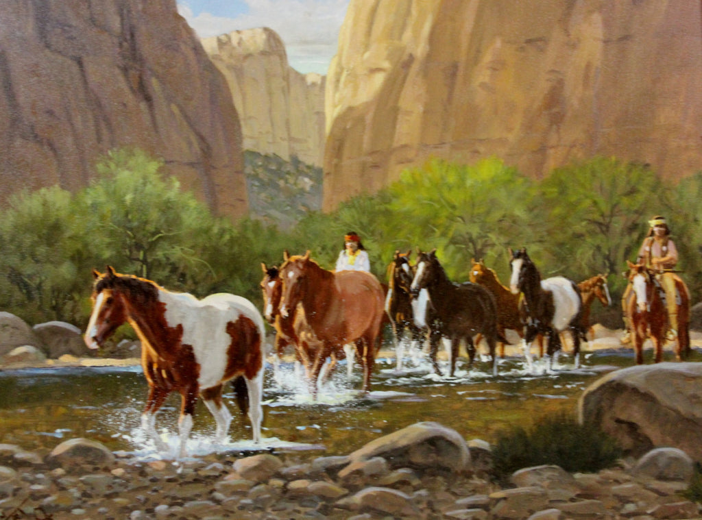Western Artist, Ron Stewart Oil Painting, "High Canyon walls" #737