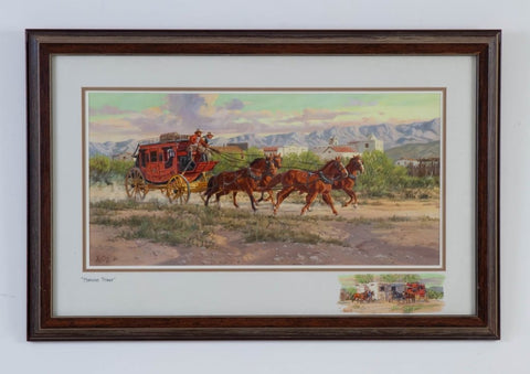 Western Artist, Ron Stewart, "Morning Stage" Water Color Painting, #760