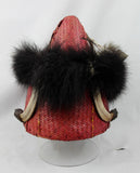 Authentic, Naga Chang Warrior Hat with Bear Fur Ring and Boars Tusks and Squirrel Tail, Ca 1950's, #623 Sold