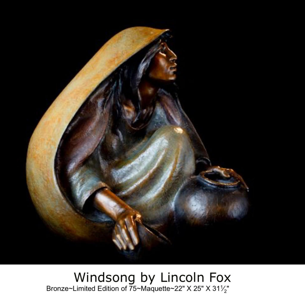 Western Artist, Lincoln Fox, Bronze Sculpture titled, "Wind Song" Small Fountain, Limited Edition of 75,  #C 1685