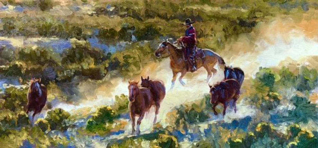 Contemporary Western Art, "Ponies of the Rimrock", by Kelly Donovan # C 1586. SOLD