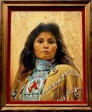 Western Art, Oil Painting of a Native American Woman, Miha Cante, by Bill Lundquist, Ca 1987, C #1737 SOLD