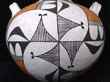 Native American, Vintage Acoma Poly Chrome Pottery Canteen, Ca 1970's, 1224